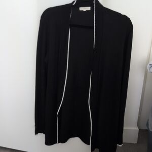 Black Open Cardigan with White Edging